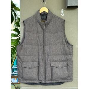 Claiborne Men's XL Gray Wool Blend 90% Duck Down Puffer Vest Jacket Outdoors